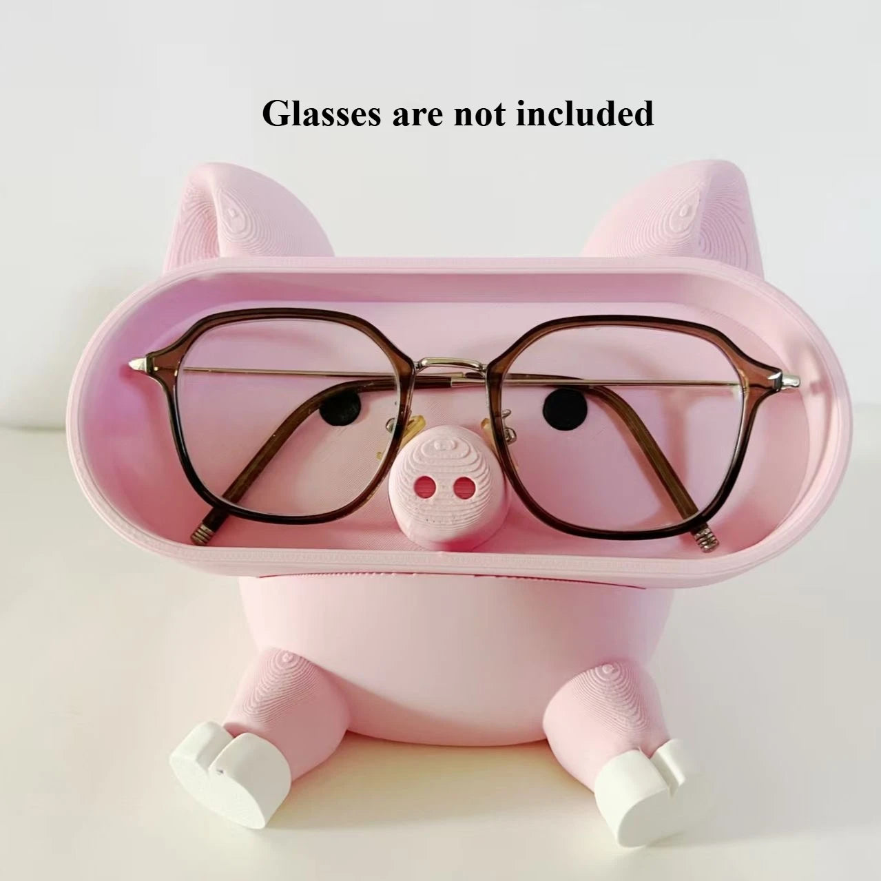 Cute and interesting pig glasses storage box office desktop storage box entrance key storage miscellaneous storage phone holder Peaceful Pleasures Health and Wellness Pink