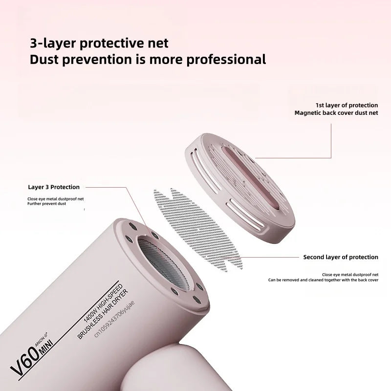 2025 New Mini Hair Dryer 1400w High-Power Fast Drying Negative Ion Cold And Hot Air Travel Easy To Carry 220v Hair Dryer Peaceful Pleasures Health and Wellness
