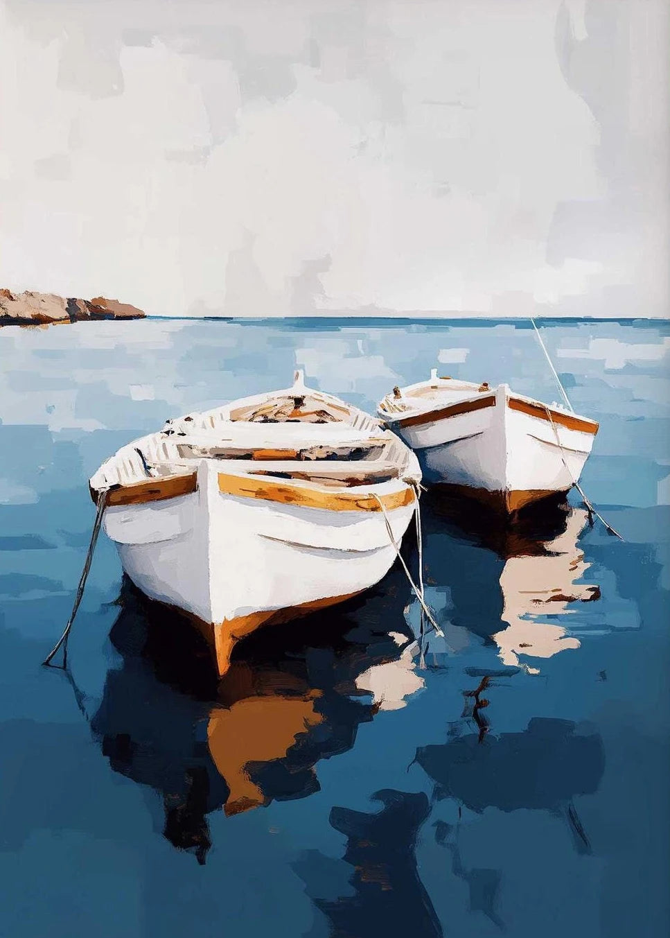 Santorini Mediterranean Coastal Canvas Wall Art Print | Unframed