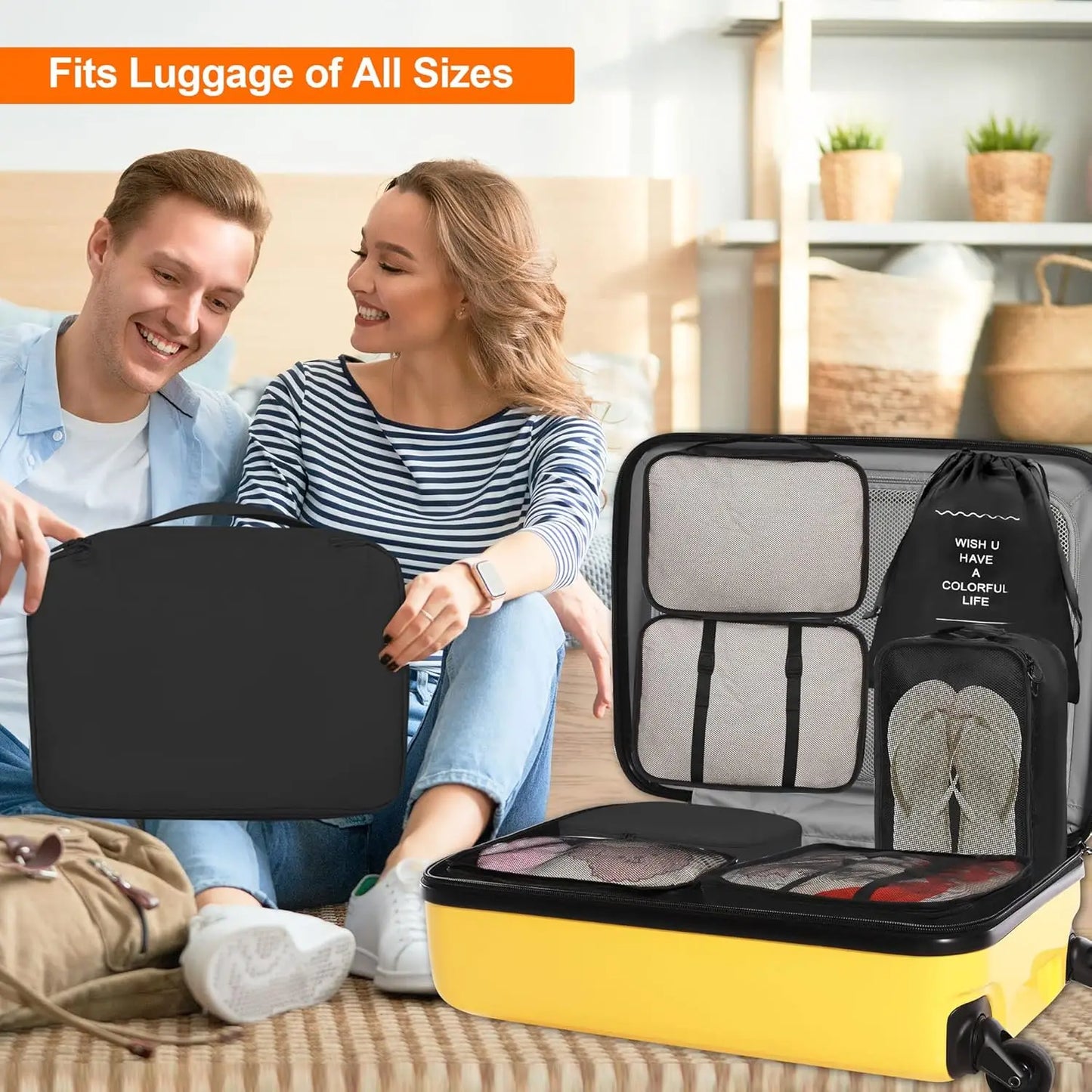 8-Piece Travel Packing Cubes Set with Laundry & Shoe Bags Peaceful Pleasures Health and Wellness