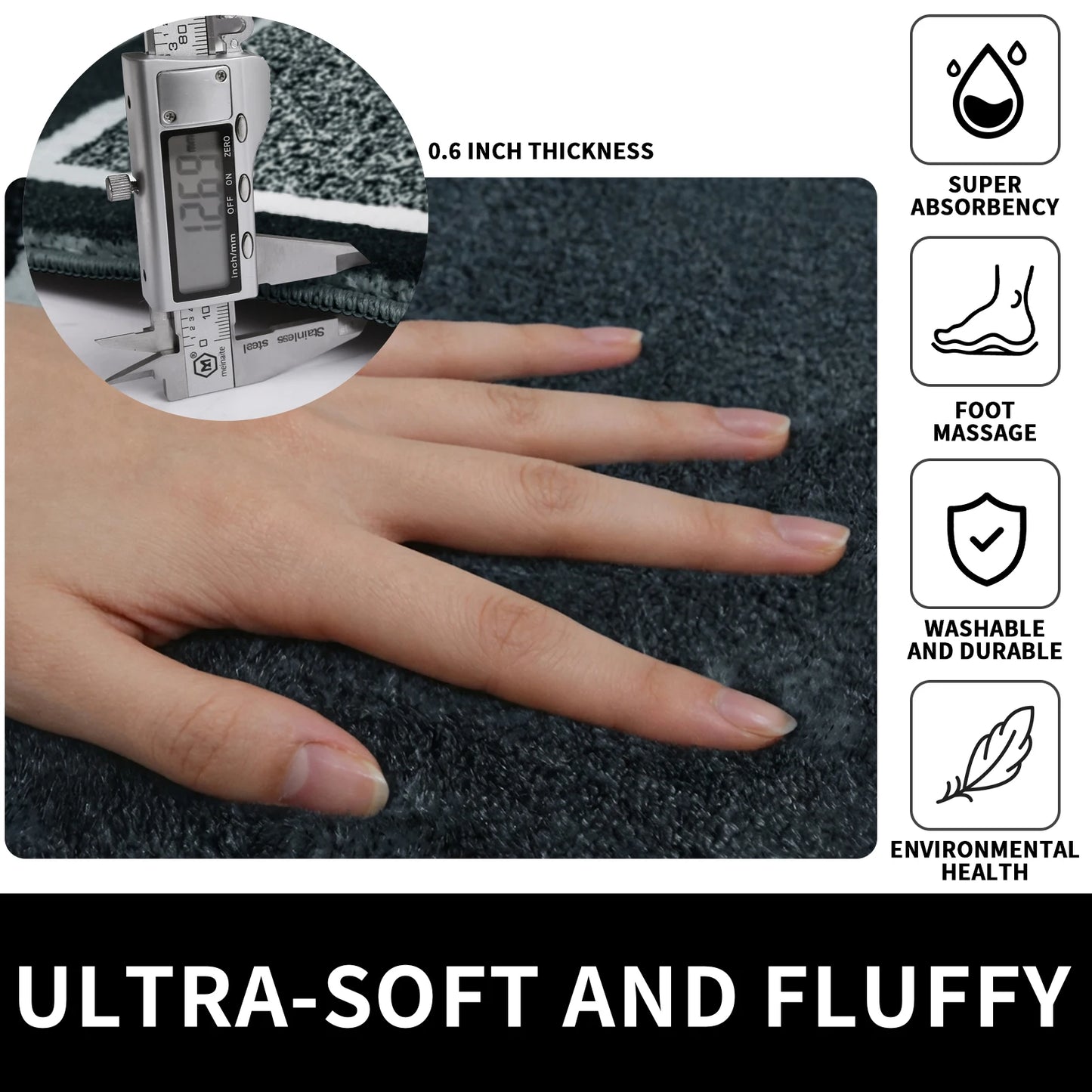 Microfiber Bathroom Closestool Carpet Waterproof Non-slip Quick Drying Machine Washable TPR Backing Medium Velvet Toilet Mats Peaceful Pleasures Health and Wellness