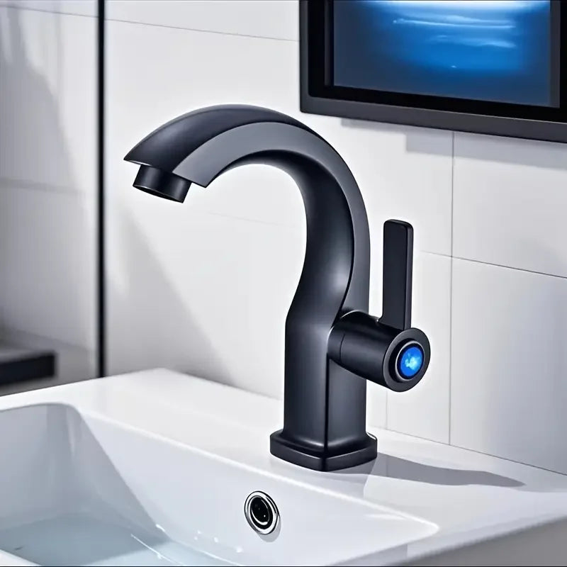 Matte Black Single Hole Bathroom Faucet with Side Spray