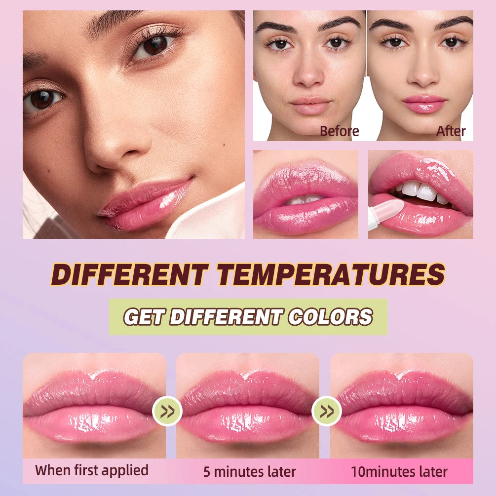 QIBEST 3 PCS Color Changing Lip Balm Sets Tinted Lipstick Moisturizing Lasting Lip Stain Nourishing Repair Lip Care Cosmetics Peaceful Pleasures Health and Wellness