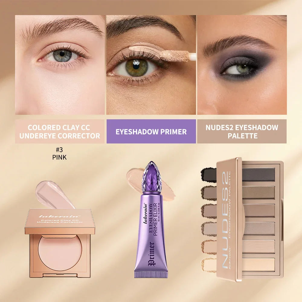 3-Pc Eye Makeup Set: Primer, Concealer & Eyeshadow Palette