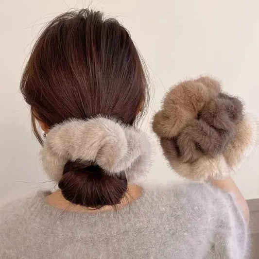 Retro Plush Elastic Hair Tie | Imitation Mink Hairband for Women Plush Hair Tie Peaceful Pleasures Health and Wellness