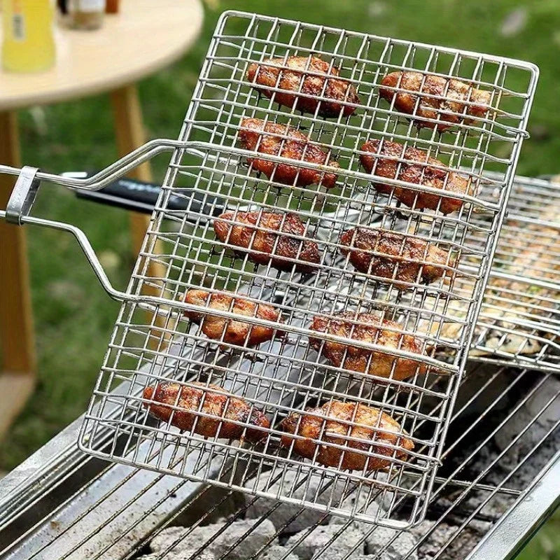 Stainless Steel BBQ Grill Basket for Fish, Meat & Steak