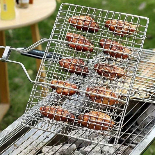 Stainless Steel BBQ Grill Basket for Fish, Meat & Steak BBQ Grill Basket Peaceful Pleasures Health and Wellness