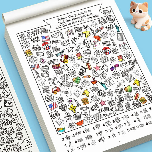 Children's Object-finding Counting Coloring Activity Book Hidden Peaceful Pleasures Health and Wellness 1Pc