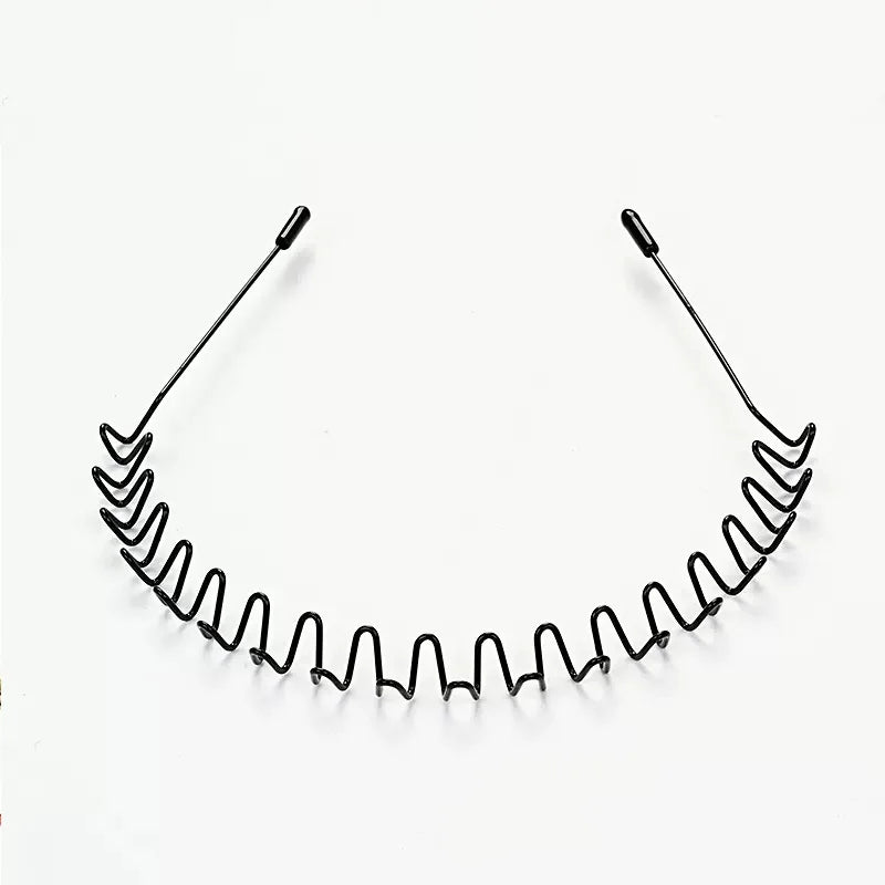 Fashion Metal Hair Band Men Women Unisex Black Waved Head Hoop Sports
