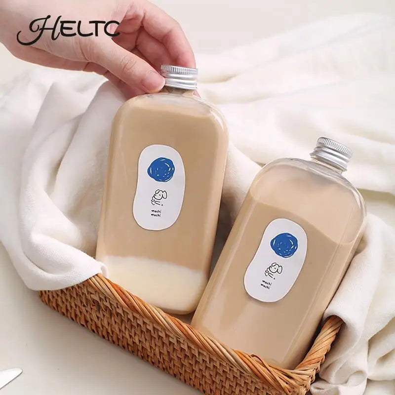 400ml Flat Square Reusable PET Drink Bottle with Lid Reusable Drink Bottle Peaceful Pleasures Health and Wellness