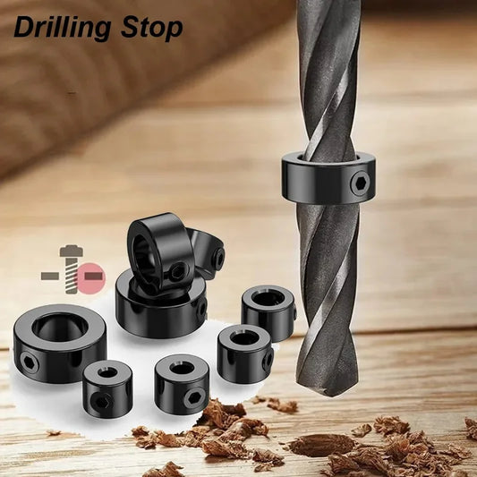 Drill Depth Stop Bit Collar Set Adjustable Positioner Limit Ring Set-Screws Woodworking Tool Allen Wrench Tighten The Stopper Peaceful Pleasures Health and Wellness