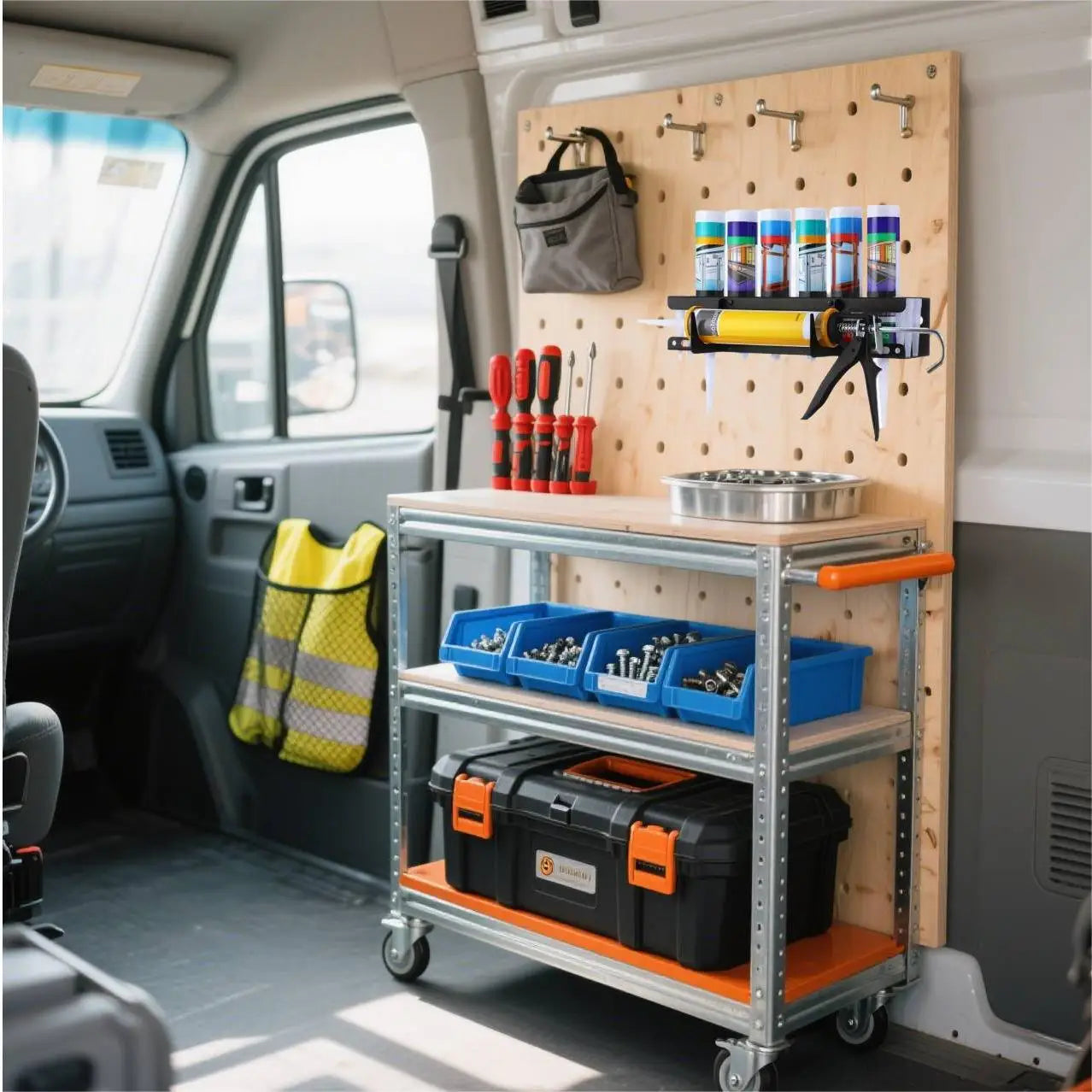 Caulking Gun Storage Rack, Sealant Tube Holder - Wall-Mounted Organizer with Recessed Shelf, Holds 6 Tubes & Nozzles for Garage Peaceful Pleasures Health and Wellness