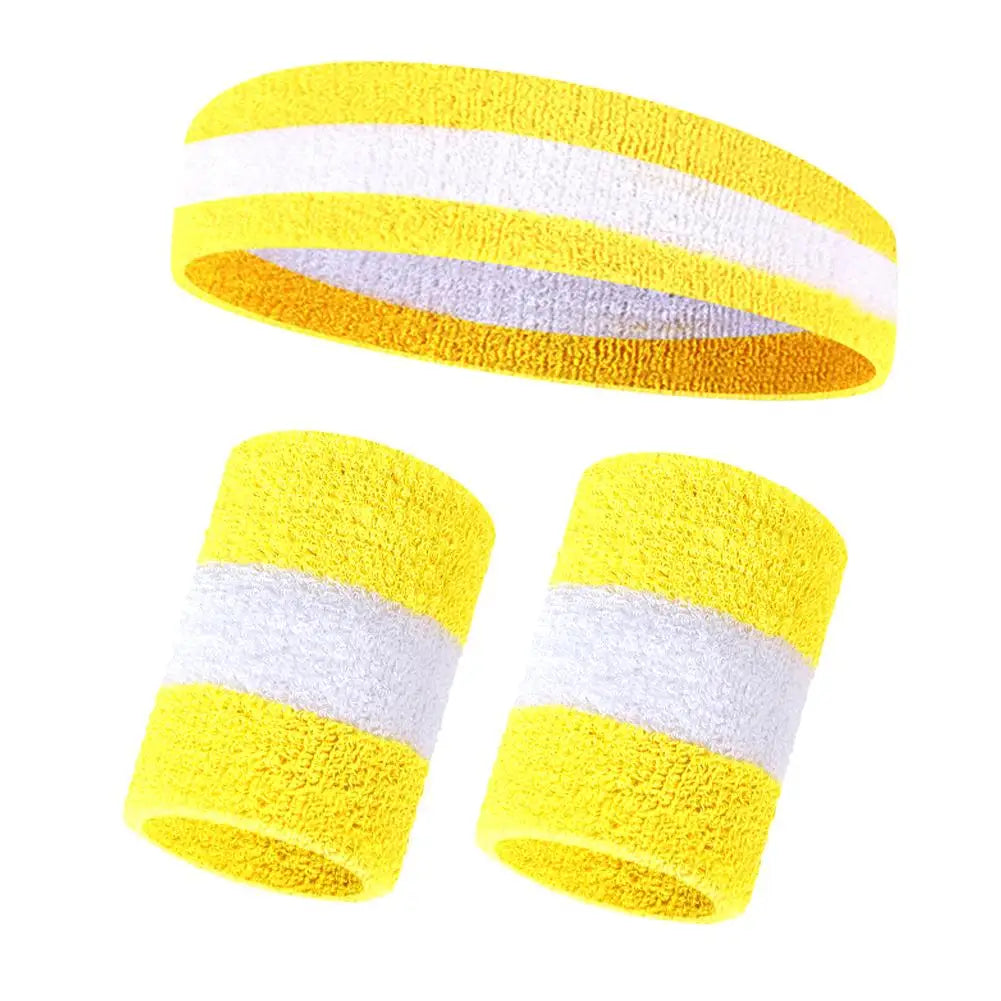 Cotton Sports Headband & Wristband Set | Moisture Wicking