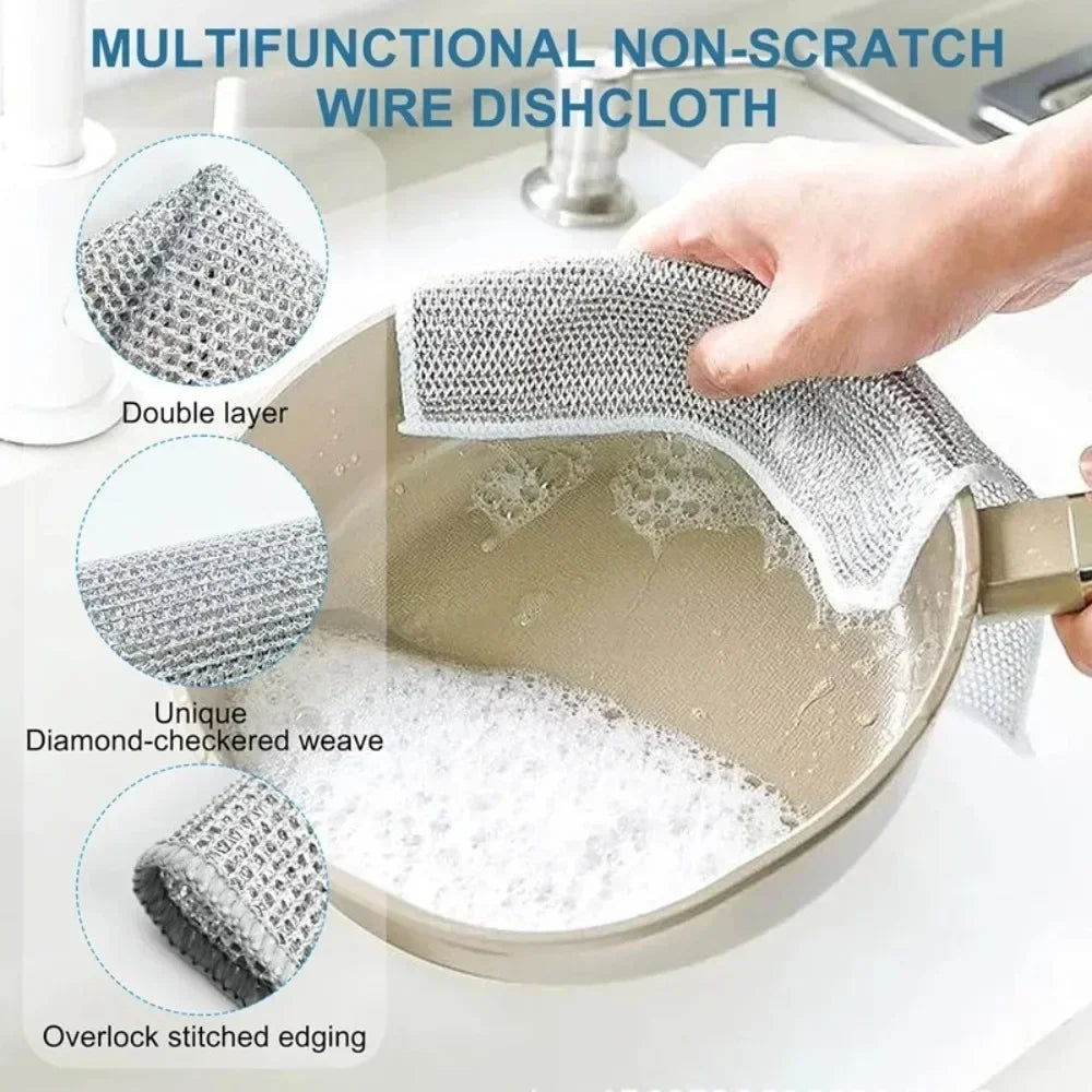 Household Cleaning Brushes 3/5/10PCS Silver Cleaning Cloth Magic Dish Towel All for Kitchen and Home Scrub Daddy Rust Removal Peaceful Pleasures Health and Wellness
