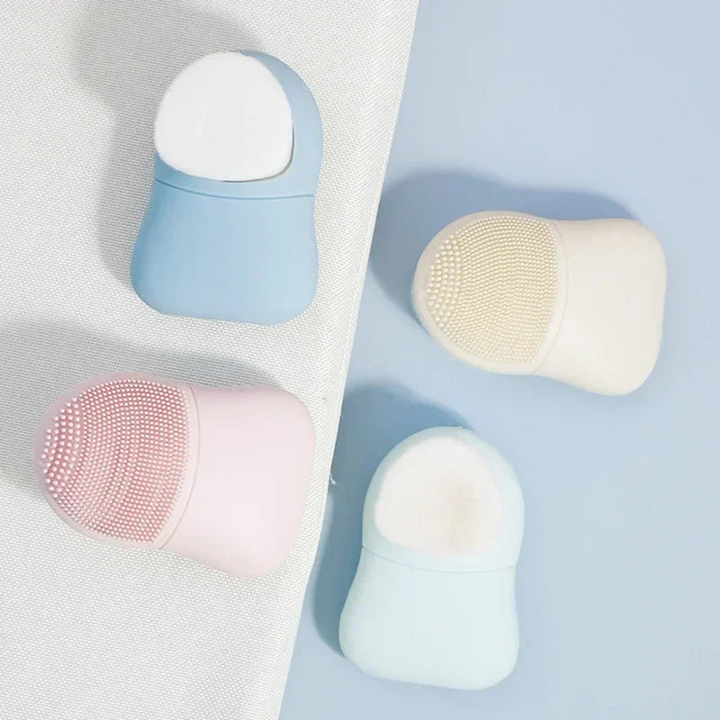 Manual facial cleanser double headed face wash brush silicone beauty tool for pore blackhead makeup Peaceful Pleasures Health and Wellness