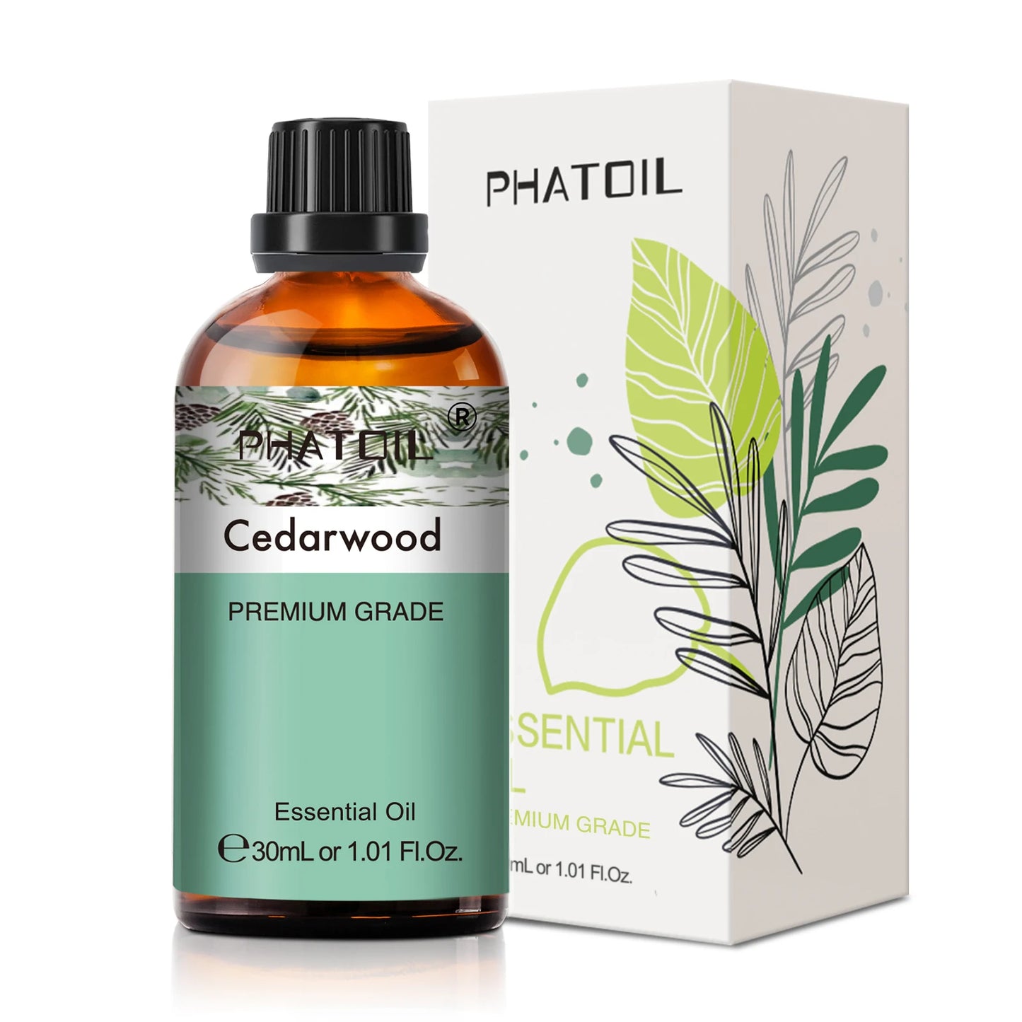 PHATOIL 1PCS Cedarwood Essential Oil 10ml/30ml/100ml - Pure Natural for Aromatherapy,Diffuser,Massage,Candle Making, Hair Care Peaceful Pleasures Health and Wellness