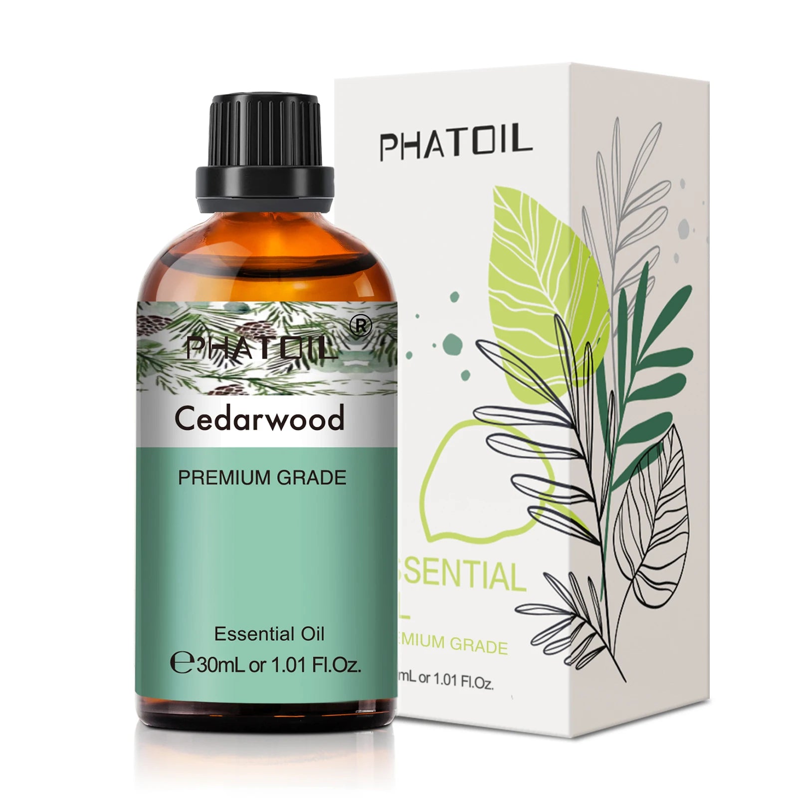 PHATOIL 1PCS Cedarwood Essential Oil 10ml/30ml/100ml - Pure Natural for Aromatherapy,Diffuser,Massage,Candle Making, Hair Care Peaceful Pleasures Health and Wellness