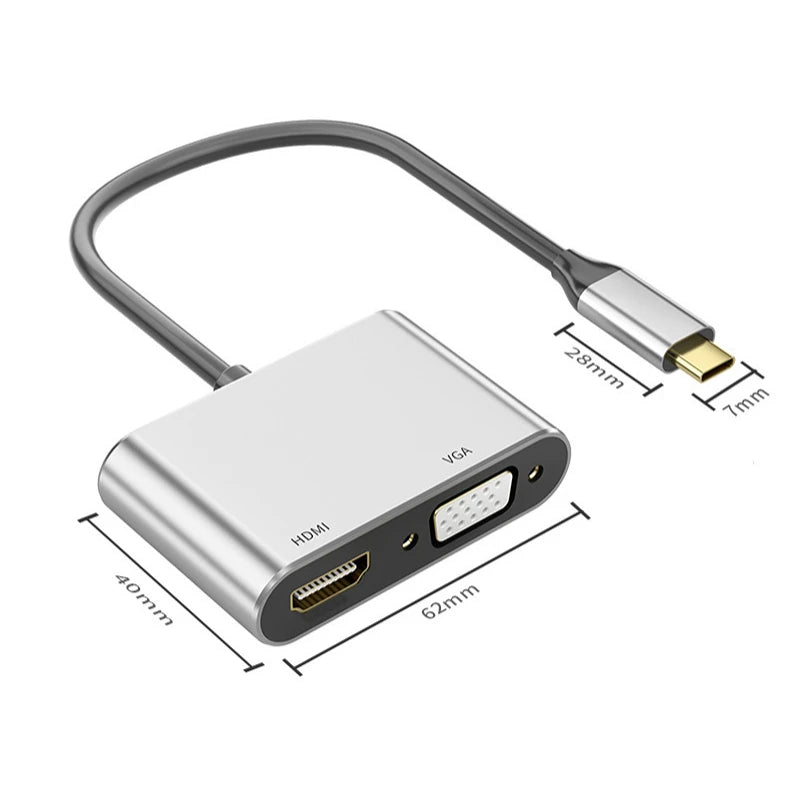 USB C To HDMI-Compatible VGA Type-C Digital AV Multiport Adapter Thunderbolt 3 Converter To 4K 1080P Fast Charging for MacBook Peaceful Pleasures Health and Wellness
