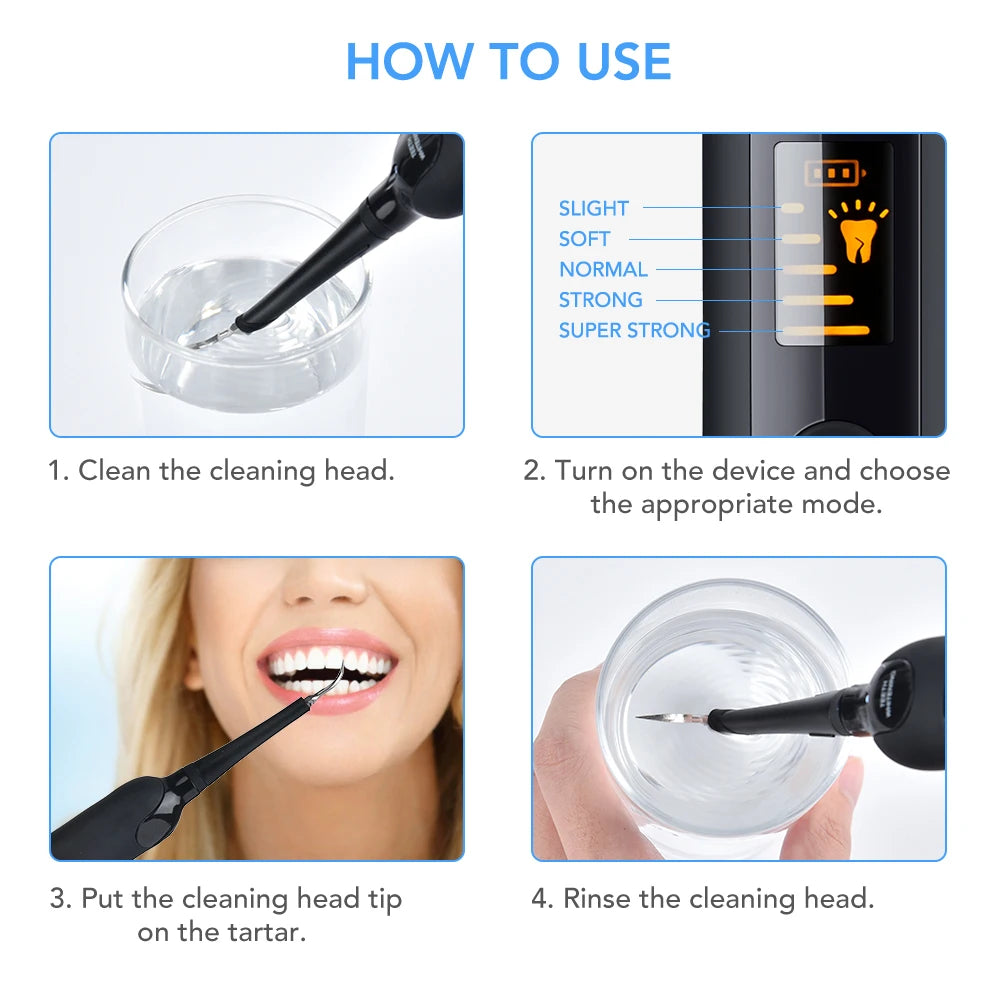 Teeth Tartar Remover Electric Sonic Dental Calculus and Plaque Remover With LED Light Teeth Whitening Kit Dental Tools At Home Peaceful Pleasures Health and Wellness