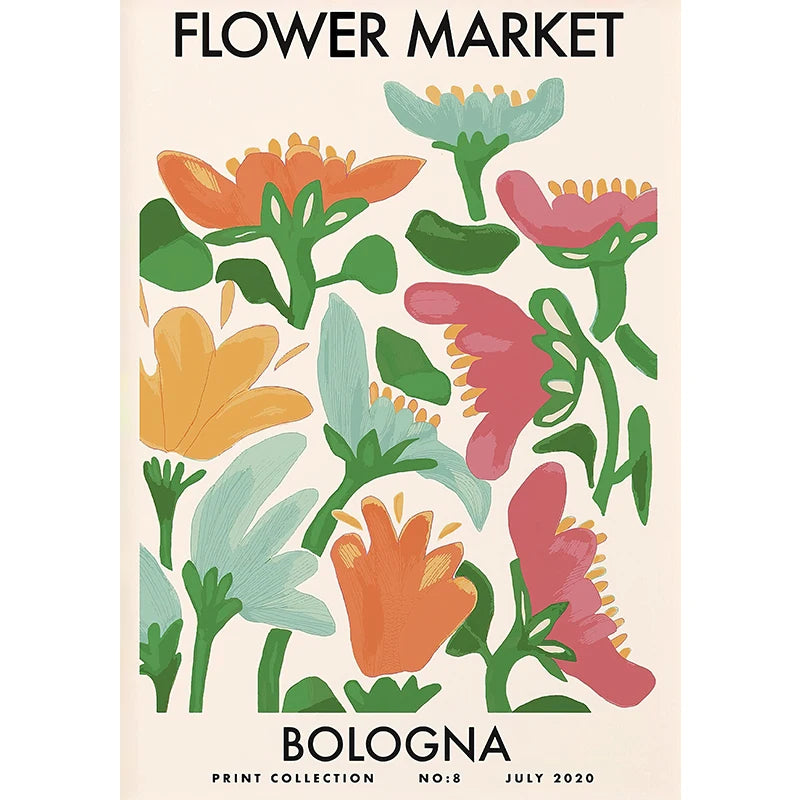 Flower Market Paris New York City Name Poster Print Abstract Plant Wall Art Canvas Painting Picture Living Room Home Decoration Peaceful Pleasures Health and Wellness
