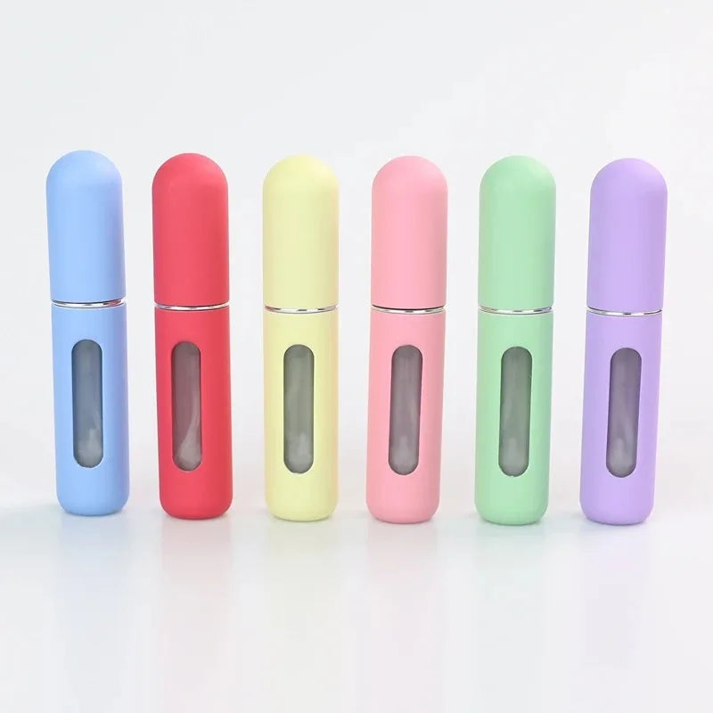 2026 Mini 5ML Perfume Bottle Candy Color Refillable Travel Spray Bottles 1/3/6PCS Press Bottom Filling Dispenser for Fragrance Peaceful Pleasures Health and Wellness