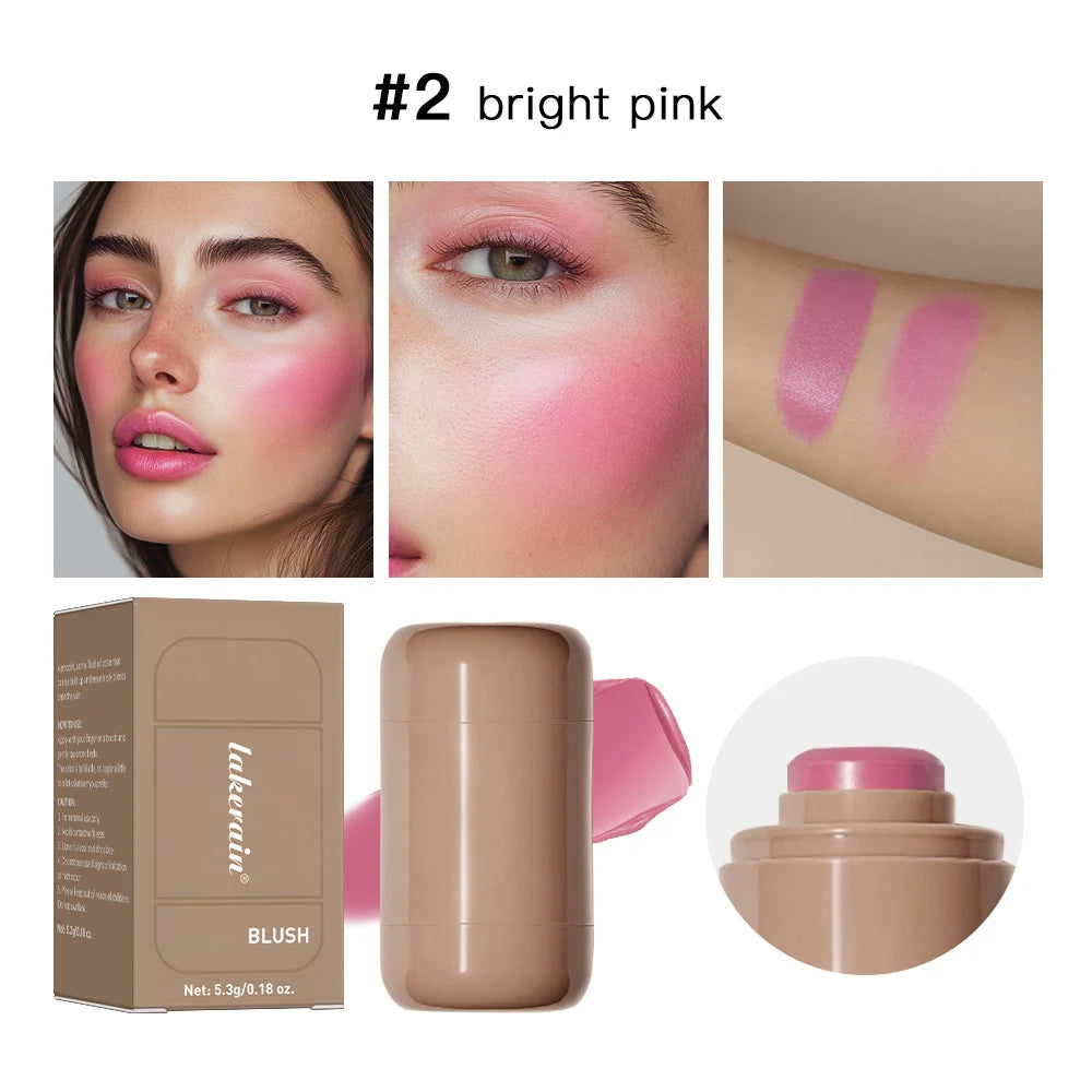 Magic Blush Stick 3-in-1 Cheek Lip Tinted Moistured Blush Stick Silky Brighten Blush Cream Blusher Cosmetics Tubes Matte Contour Peaceful Pleasures Health and Wellness 2