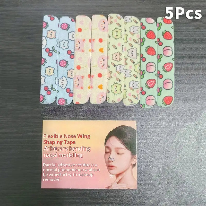 Cartoon Pattern Random Color Self-shaping Nose Splint Nose Adhesive Tape Nose Shape Corrector Provide External Support Fixation Peaceful Pleasures Health and Wellness bag 5Pcs