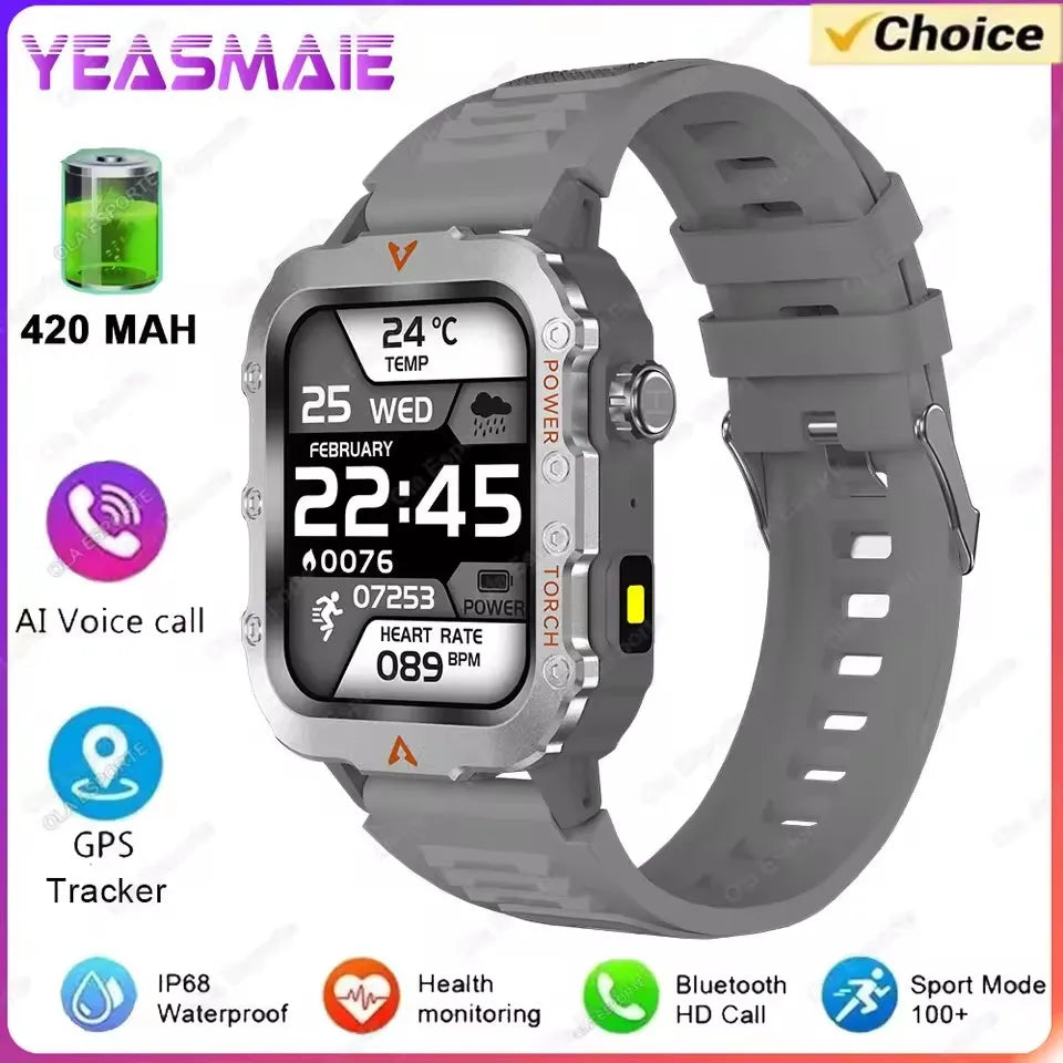 Men's Military Smartwatch – Bluetooth Call, GPS & Fitness Tracker