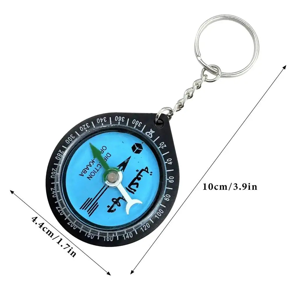 Multi-Functional Travel Compass Keychain with Qibla Direction for Prayer, Outdoor Adventure Tool for Mountaineering Backpacking Peaceful Pleasures Health and Wellness Blue