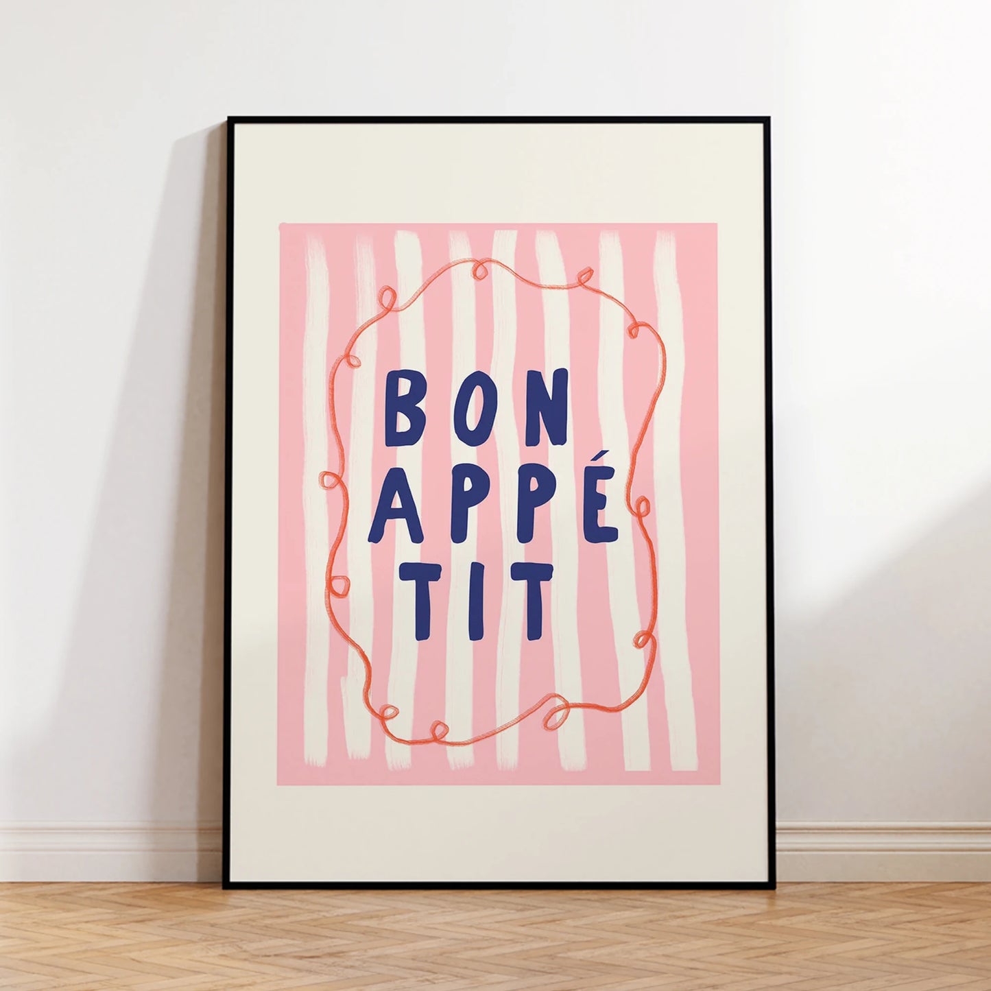 Bon Appétit Pink Minimalist Canvas Wall Art Print | Kitchen Decor