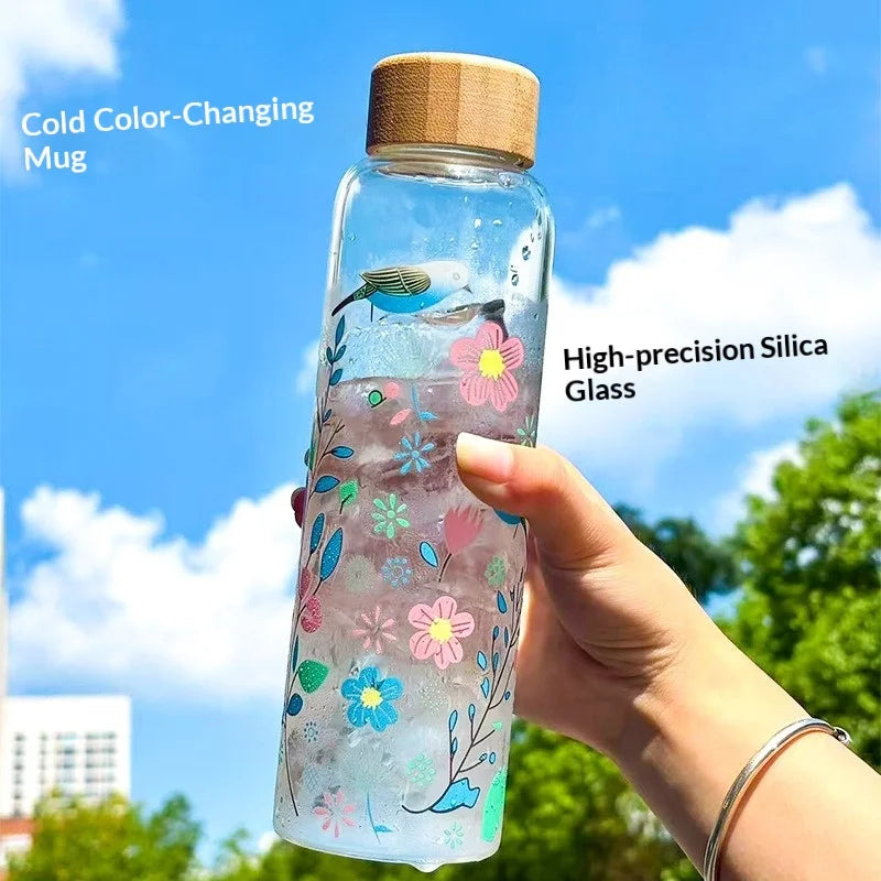 New Cold Water Discoloration High Borosilicate Glass Cup Coffee Milk Cup High Temperature Resistant Water Cup Beverage Bottle Peaceful Pleasures Health and Wellness