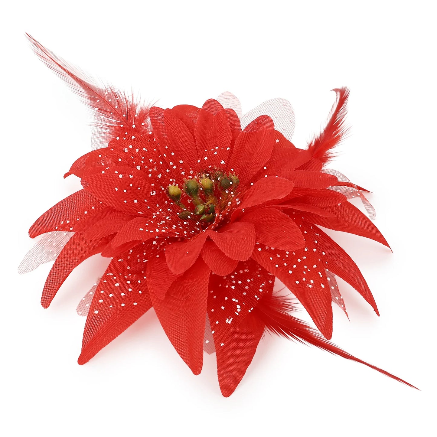 Woman Lily Flower Side Hair Clips Children Performing Feather Headflowers for Wedding Banquet Chinese Clothes Party Peaceful Pleasures Health and Wellness 2