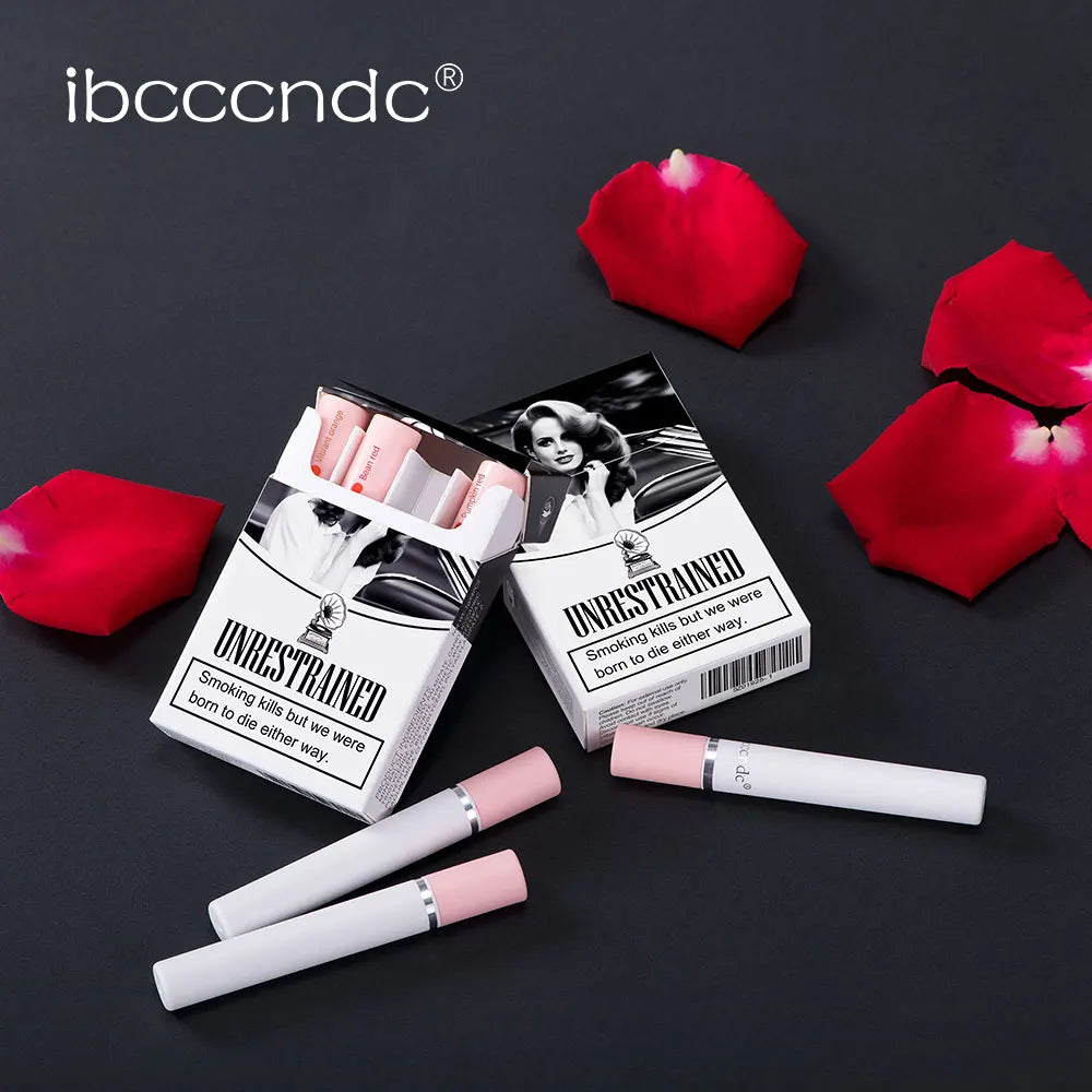 4 pcs/set Cigarette Lipstick Set Long Lasting Lip Glaze Matte Lip Gloss Waterproof Lip Stick Tube Nude Lip Tint Makeup Cosmetics Peaceful Pleasures Health and Wellness