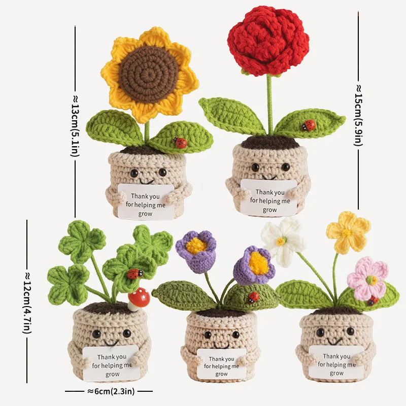Emotional Support Crochet Flower Pot | Handmade Knitted Gift