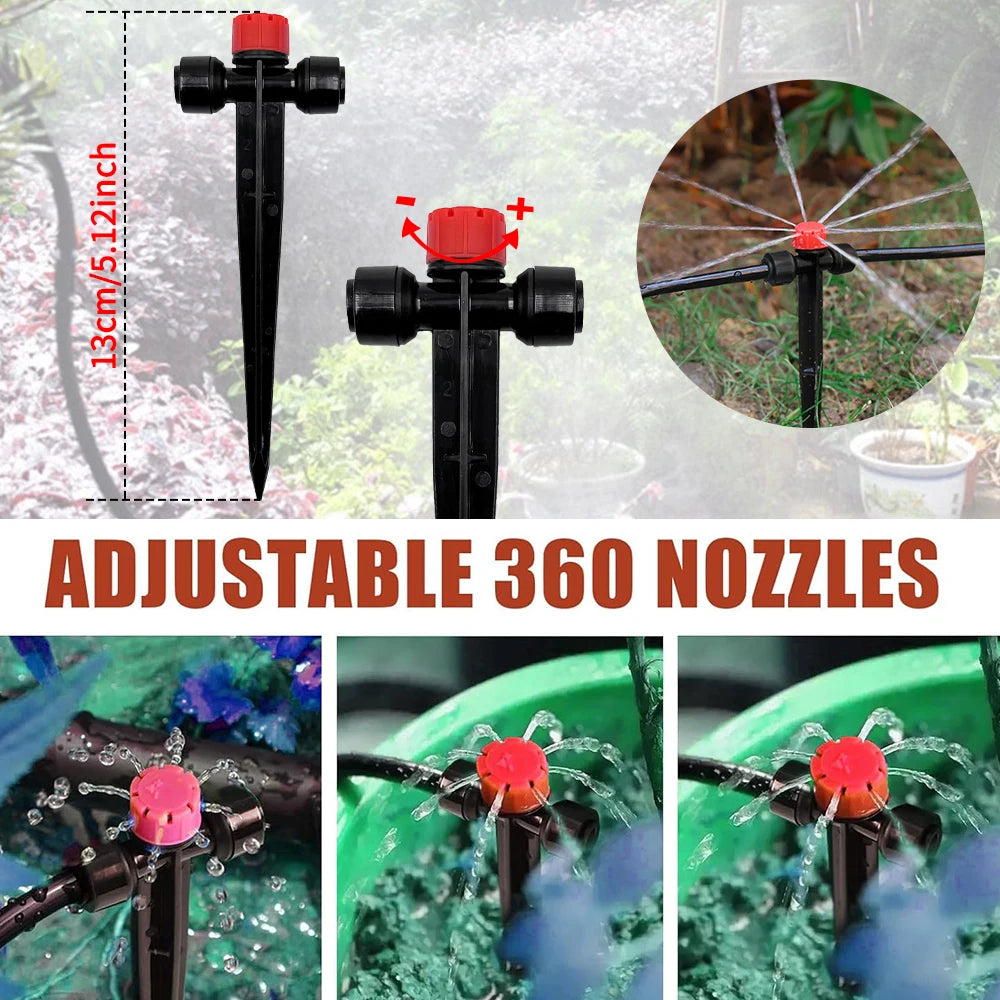 Garden Watering System, Quick-Connect Drip Irrigation Kit, DIY Automatic Irrigation Equipment Set for Lawn Raised Bed Greenhouse Peaceful Pleasures Health and Wellness