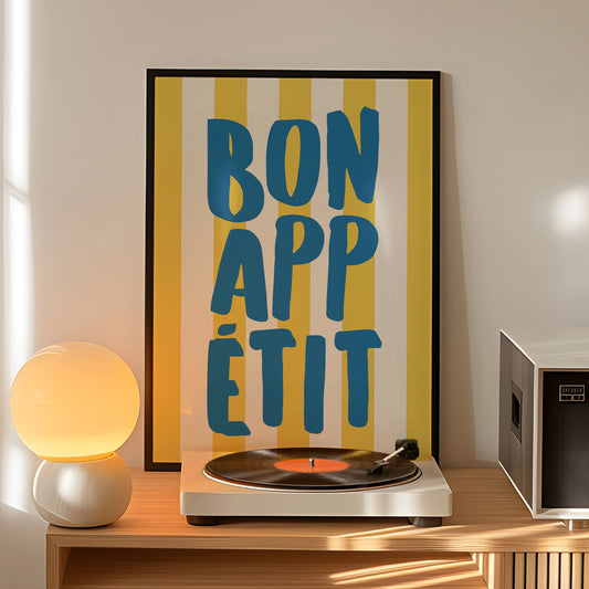 Bon Appétit Canvas Wall Art | Blue Font Kitchen & Dining Decor Canvas Wall Art Peaceful Pleasures Health and Wellness