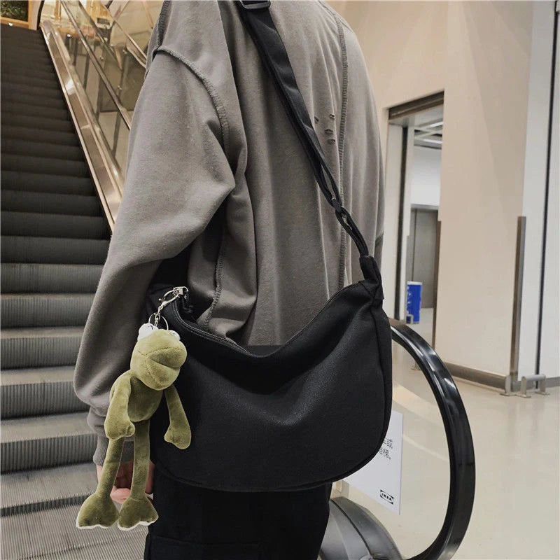 Large Canvas Crossbody Bag – Unisex Hip-Hop Street Style