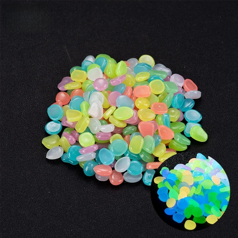 1200 Pcs Glow in the Dark Stones – Garden & Aquarium Pebbles Decorative Garden Pebbles Peaceful Pleasures Health and Wellness Mixed Color 1200pcs