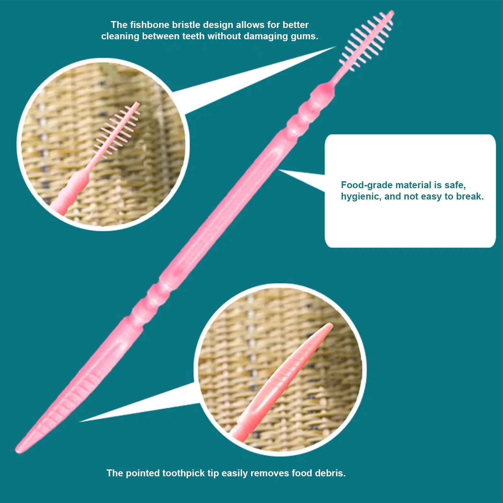 100pcs Flavored Toothpicks 2-Tip Teeth Cleaning with Soft Bristles for Stain Remover Mouth Care Hotel Restaurant Camping Supplie Peaceful Pleasures Health and Wellness