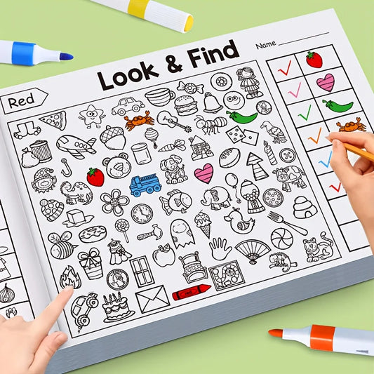 Children's Find Seek Activity Workbook Shape Spot-the-object Game Peaceful Pleasures Health and Wellness 1Pc
