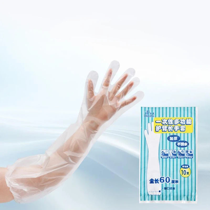 10-Pack Extended CPE Disposable Gloves – Food Grade, Non-Slip Disposable Cleaning Gloves Peaceful Pleasures Health and Wellness