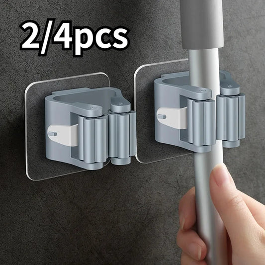 Wall-Mounted Mop & Broom Holder Hooks | 2/4 PCS Storage Rack Mop & Broom Holder Peaceful Pleasures Health and Wellness