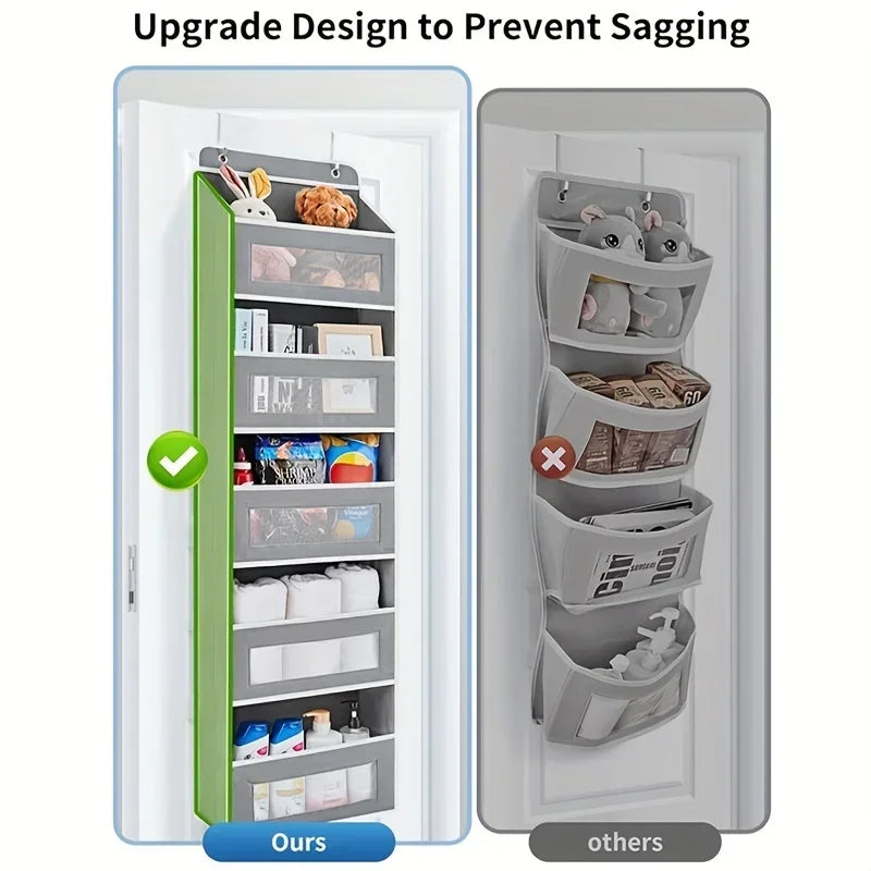 5-Shelf Behind Door Hanging Organizer – Anti-Tilt Storage