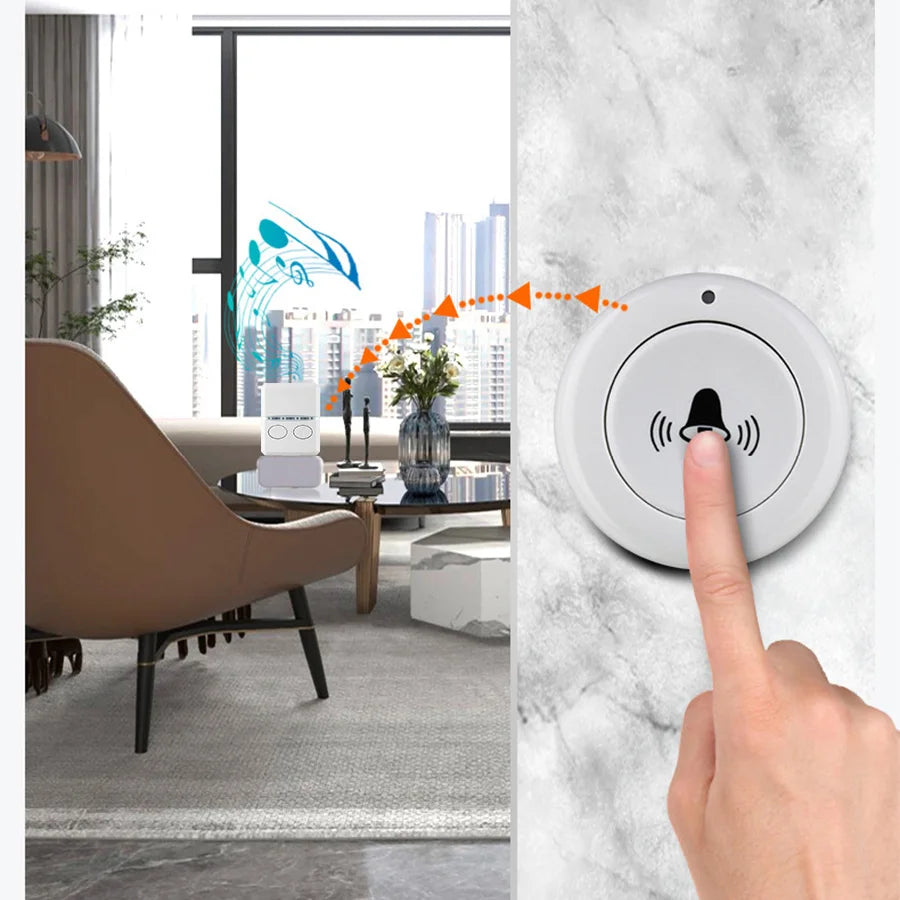 Wireless RF 433MHz Doorbell Home Welcome Bell Calls 150m 30 Songs Smart Door Bell Security Alarm Receiver Button Remote Control Peaceful Pleasures Health and Wellness