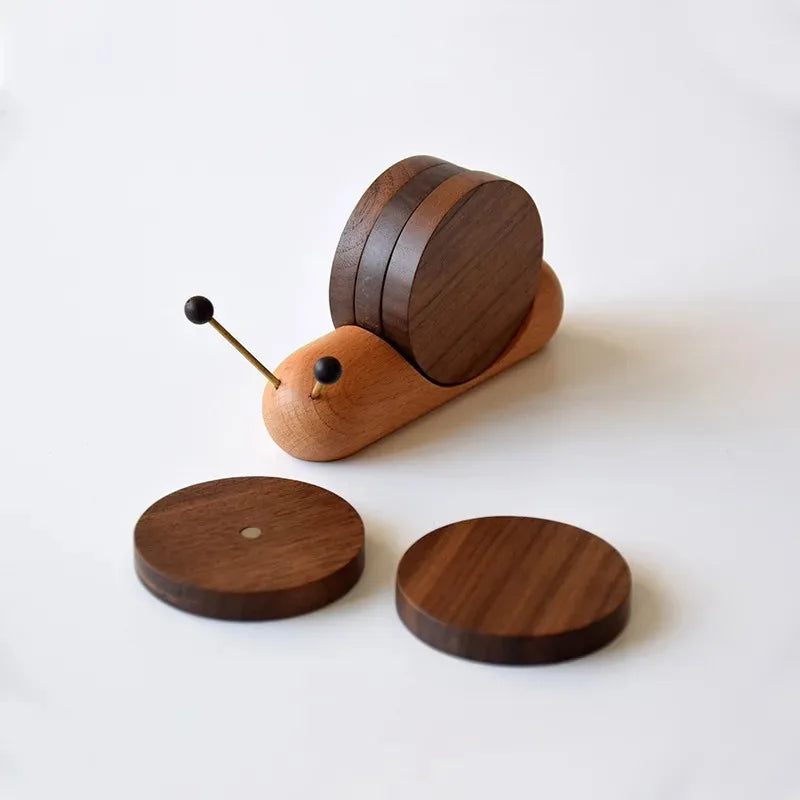 1 Set Wood Cup Mat Placemats for Table Snail Shaped Heat Insulation Pad Wooden Tea Coaster Tool Tea Tray Creative Gifts Peaceful Pleasures Health and Wellness M Round