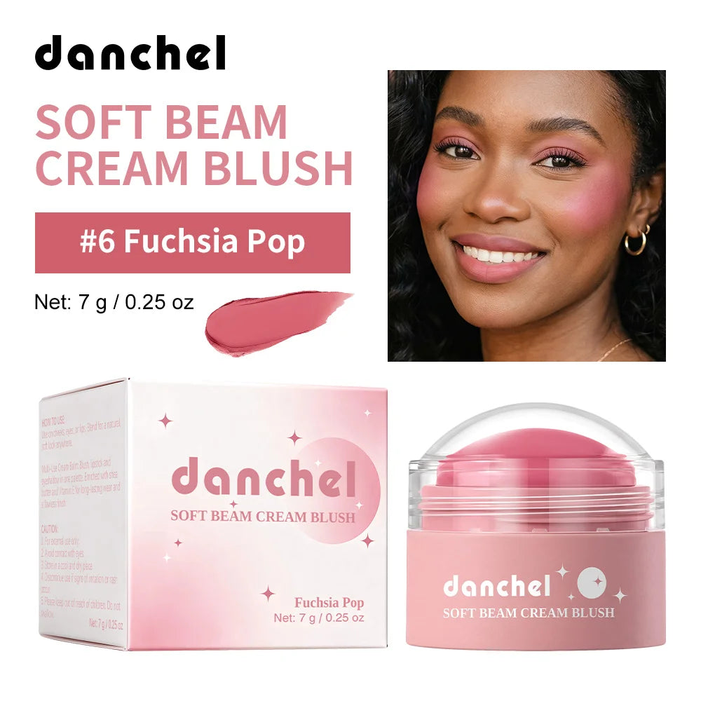 Soft Beam Blush Cream Multi Purpose Lipstick, Eye Shadow, Powder Blusher Long Lasting Makeup Smooth Creamy Texture Blusher Cream Peaceful Pleasures Health and Wellness Fuchsia Pop