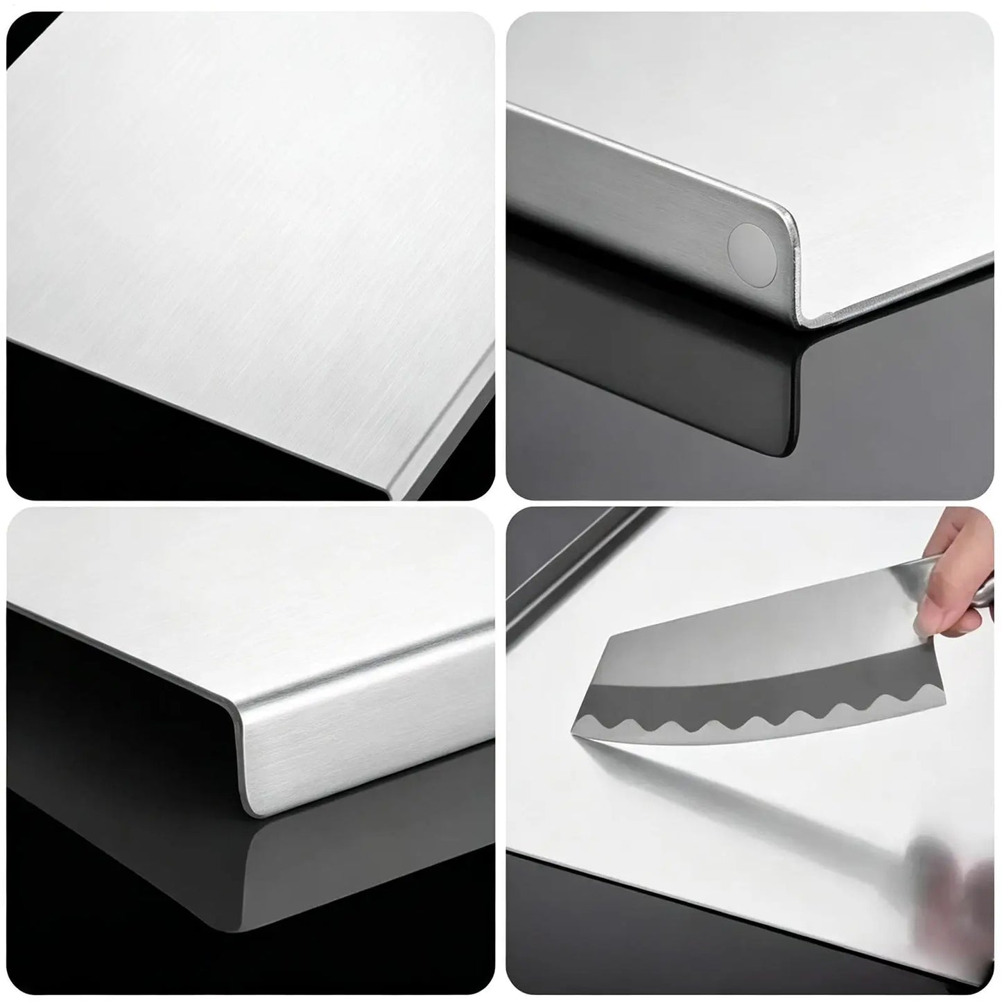 Stainless Steel Cutting Board with Lip Large Stainless Steel Non-Slip Chopping Tool Countertop Cutting Board for Raw Cooked Peaceful Pleasures Health and Wellness