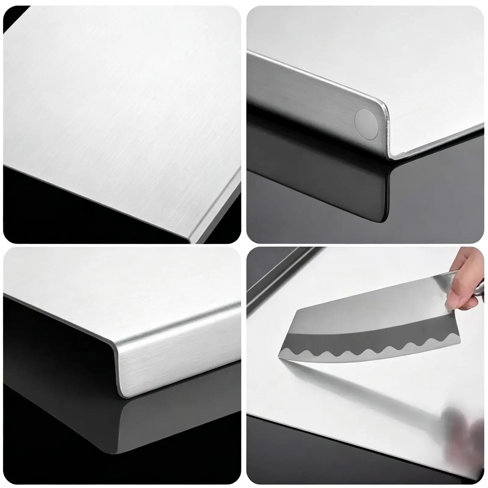 Stainless Steel Cutting Board with Lip Large Stainless Steel Non-Slip Chopping Tool Countertop Cutting Board for Raw Cooked Peaceful Pleasures Health and Wellness