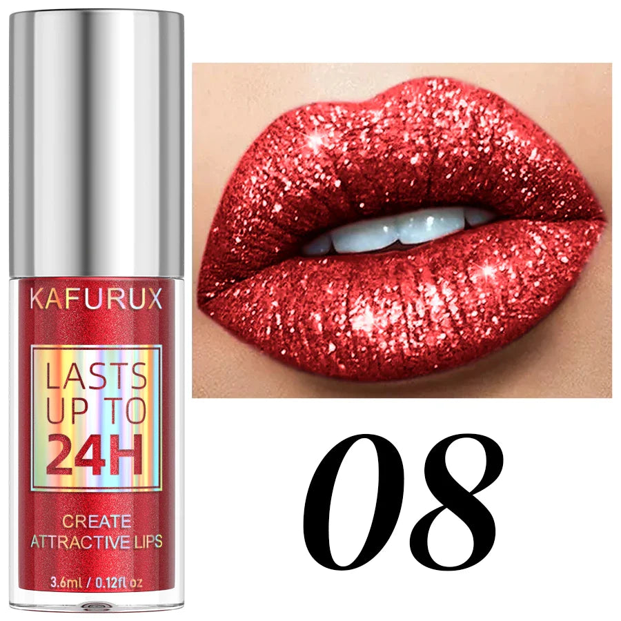 KAFURUX 20-Shade Glitter Liquid Lipstick & Diamond Lip Gloss