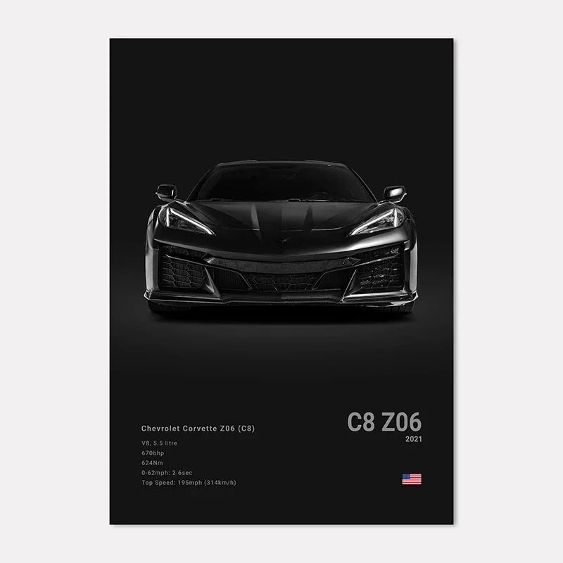 Famous Cars IE GT Canvas Wall Art Print Poster C C C Home Decor Modern Mural Unframed Birthday Gift Peaceful Pleasures Health and Wellness